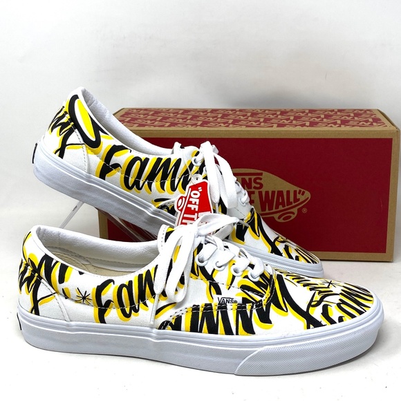 VANS Era Family Shoes Yellow White Canvas Sneakers Low Men Size Custom ALSU01260 - Picture 1 of 11